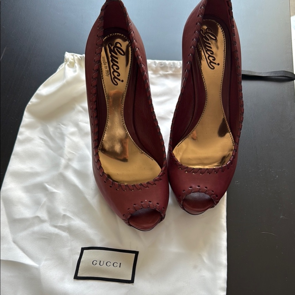 Gucci Brown Peep-Toe High Heel Shoes